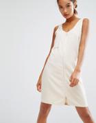 Daisy Street Mini Pinafore Dress With Zip Front - Stone