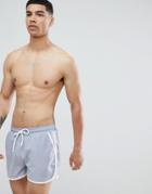 Boohooman Swim Shorts With Man Embroidery In Gray - Gray