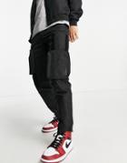 Topman Relaxed Cargo Pants With Detachable Pockets In Black