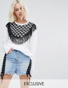 Reclaimed Vintage Inspired Long Sleeve T-shirt With Bib Detail - White