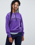 Carhartt Wip Relaxed Sweatshirt With Logo - Purple
