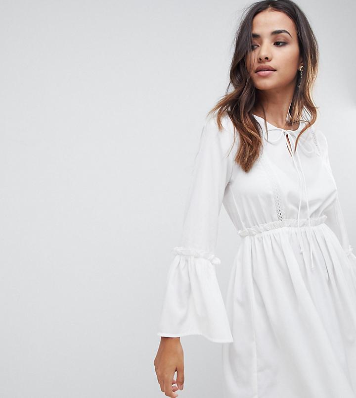 Boohoo Lace Insert Smock Dress - White
