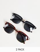 Svnx 2 Pack Sunglasses In Black And Brown Tort Frame-multi