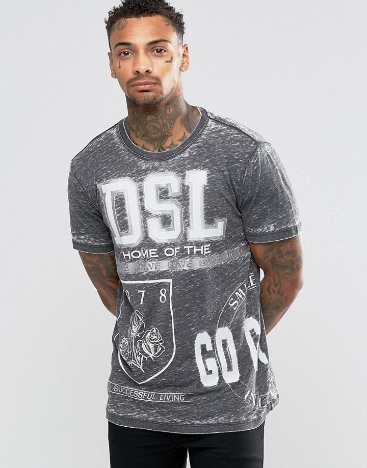 Diesel T-joe-go T-shirt Logo Burnout Print - Black