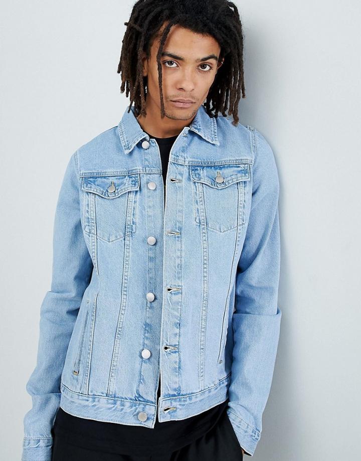 Criminal Damage Denim Jacket In Light Wash Blue - Blue