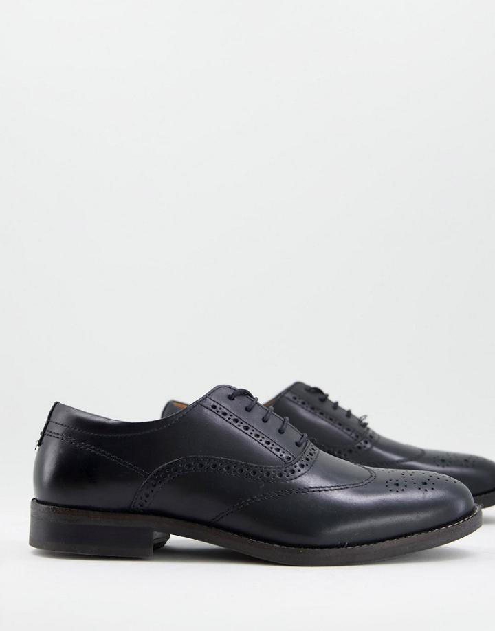 Red Tape Oxford Brogue Shoes In Black Leather