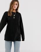 Asos Design Oversized T-shirt With Pocket Detail In Black