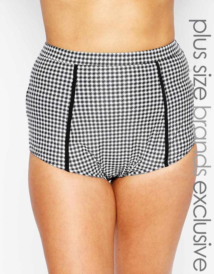 Big Guns For Asos Hounds Tooth High Waist Bikini Bottom