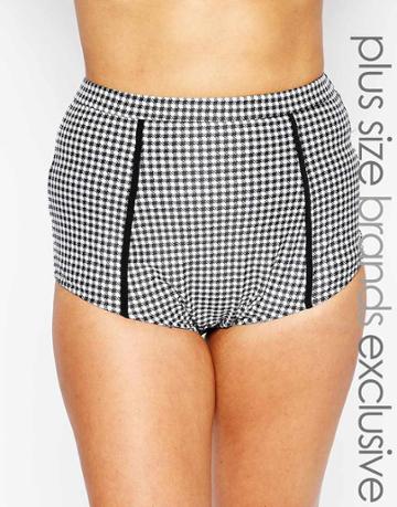 Big Guns For Asos Hounds Tooth High Waist Bikini Bottom