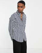 Devils Advocate Striped Slim Fit Shirt-navy