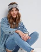 Asos Mohair Mix Color Block Headband - Gray
