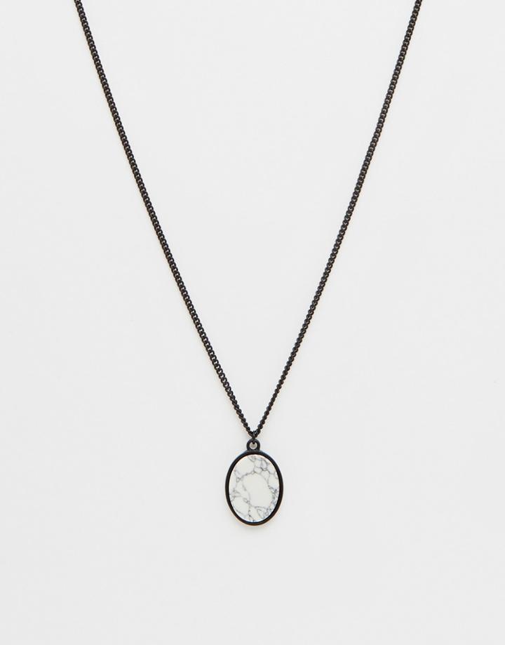 Chained & Able Stone Pendant Necklace In Black - Black