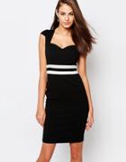 Vesper Evie Pencil Dress With Contrast Waistband - Black