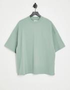 Topman Extreme Oversized Organic T-shirt In Sage-green