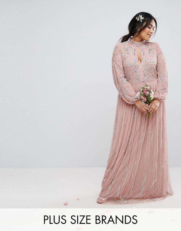 Lovedrobe Luxe Floral Sequin Embroidered Maxi Dress With Tulle Skirt - Purple