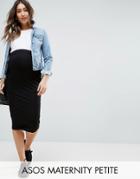Asos Maternity Petite Midi Pencil Skirt In Jersey - Black