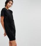 Asos Tall Mini T-shirt Dress With Fringe Detail - Black