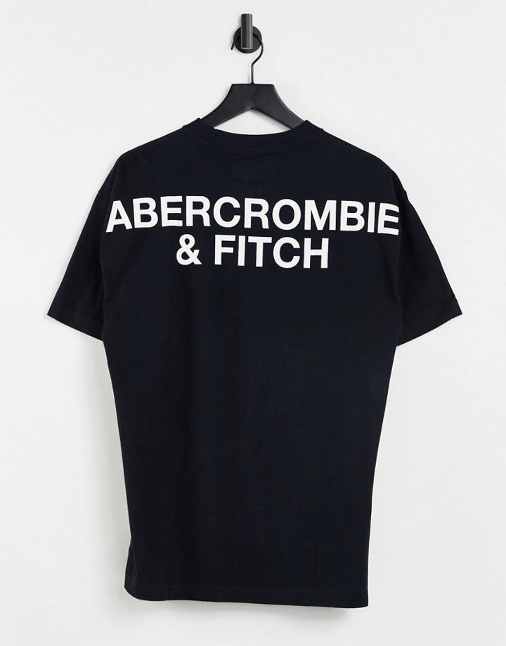 Abercrombie & Fitch Center Chest And Large Back Logo T-shirt In Black