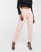 Asos Design Ritson Original Mom Jeans In Washed Pink