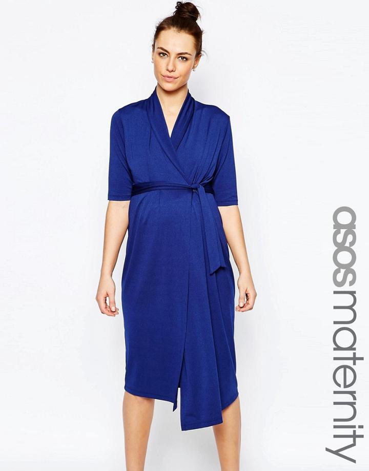 Asos Maternity Wiggle Wrap Dress - Navy