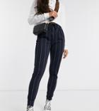 Only Tall Tailored Cigarette Pants In Navy Pinstripe