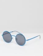 Asos Metal Round Sunglasses In Blue - Blue