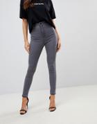 Asos Rivington High Waisted Jeggings In New Cara Gray Wash - Gray