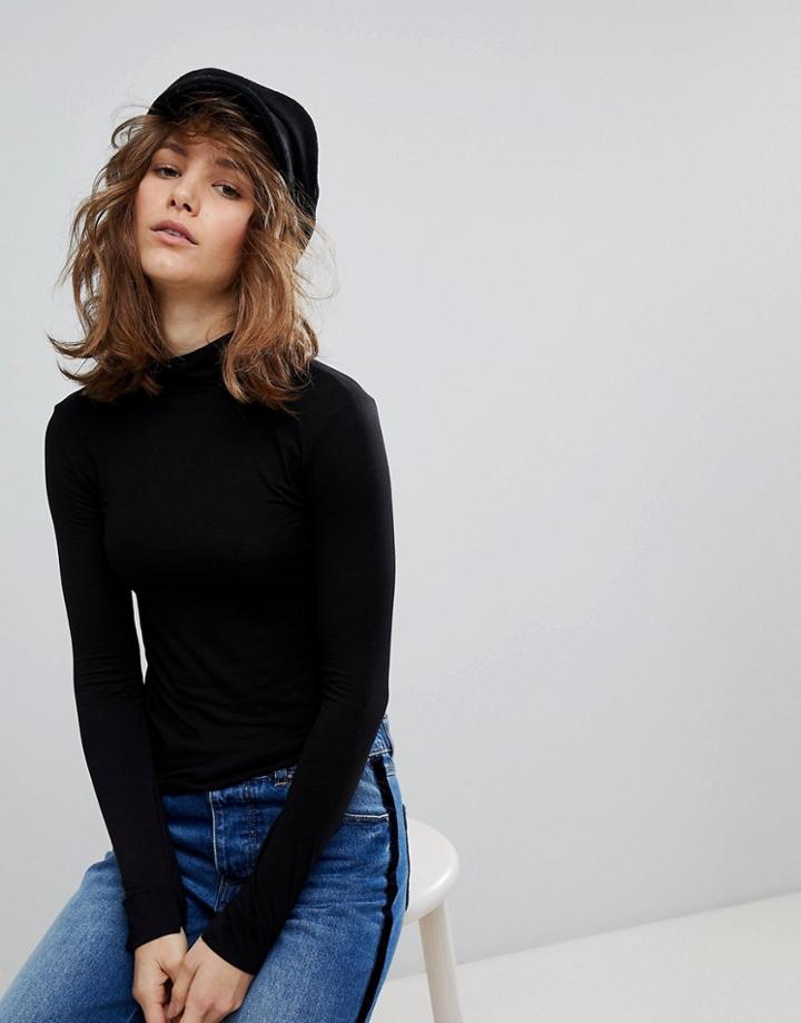 Stradivarius Basic Turtleneck Top - Black
