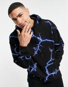 Asos Dark Future Oversized Hoodie In Black With All Over Lightning Print