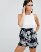 Ax Paris Leaf Print Romper - White