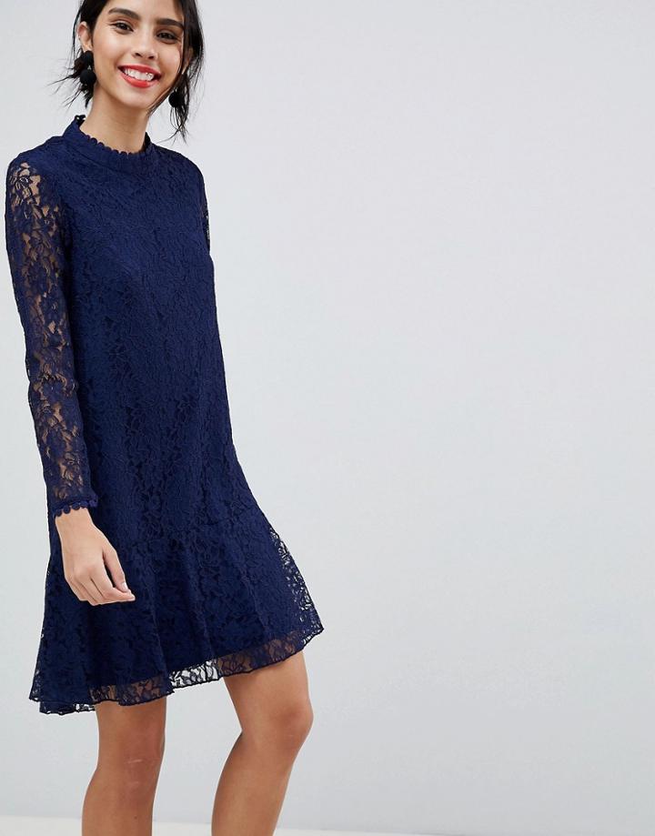 Little Mistress Lace Midi Dress - Navy