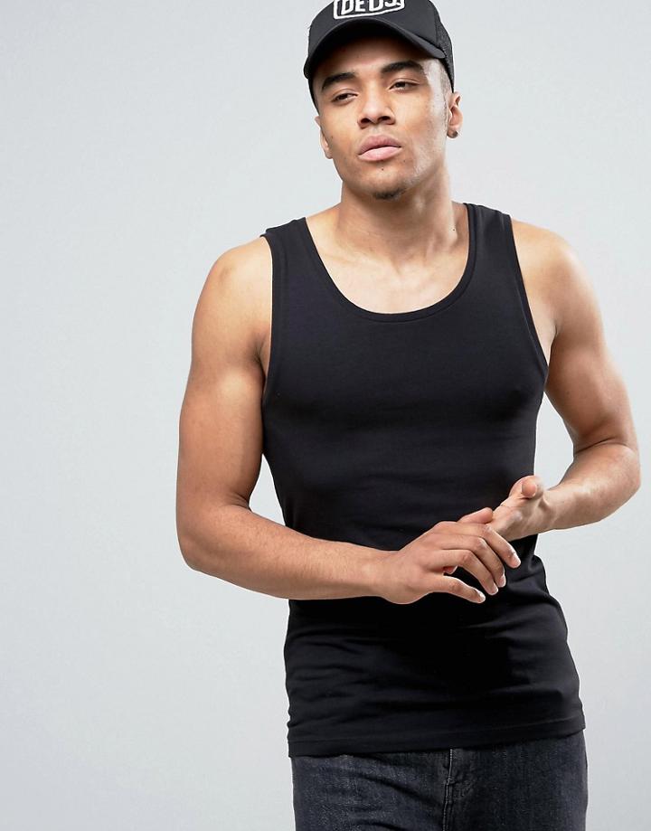 Asos Extreme Muscle Tank With Crew Neck In Black - Black