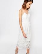 Warehouse Premium Lace Tiered Cami Dress - Cream