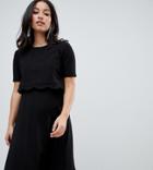 Asos Design Maternity Nursing Scallop Dress With Short Sleeve - Black