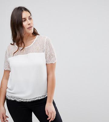 Lipsy Curve Lace Top - Cream