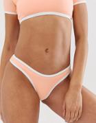Free Society Contrast Binding High Leg Bikini Bottom In Nude-cream