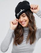 Monki Keep It Real Beanie Hat - Black