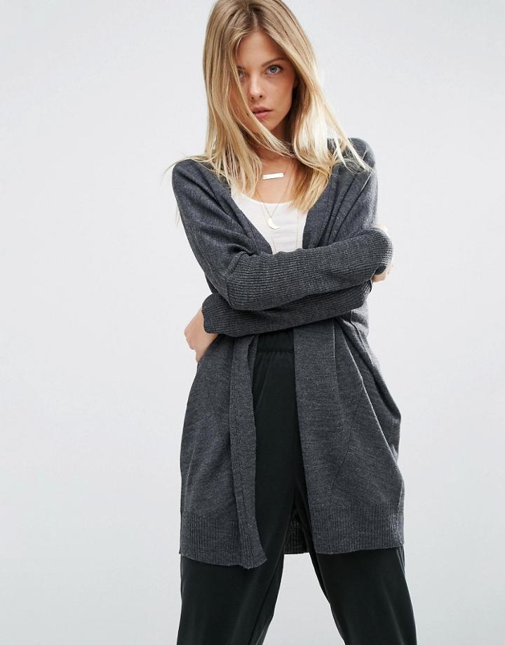 Asos Cardigan In Cut About Shape - Gray