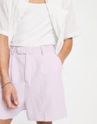 Asos Design Wide Leg Shorts In Lilac Crepe-purple