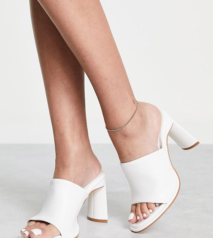 Topshop Wide Fit Rianna Unlined Round Toe Mule In White