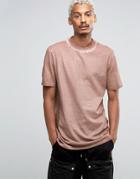 Asos Super Longline Heavyweight T-shirt With Cold Pigment Wash In Camel - Brown