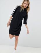Mango Side Stripe Tunic Dress - Black