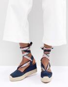 Stradivarius Tie Flatform Espadrille - Black