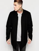 Asos Wool Bomber Jacket With Fishtail Front In Black - Black
