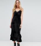 Y.a.s Tall Satin Cami Dress With Lace Trim - Black