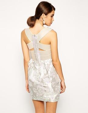 Asos Bandage Back Jacquard Tulip Dress - Multi