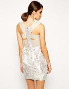 Asos Bandage Back Jacquard Tulip Dress - Multi
