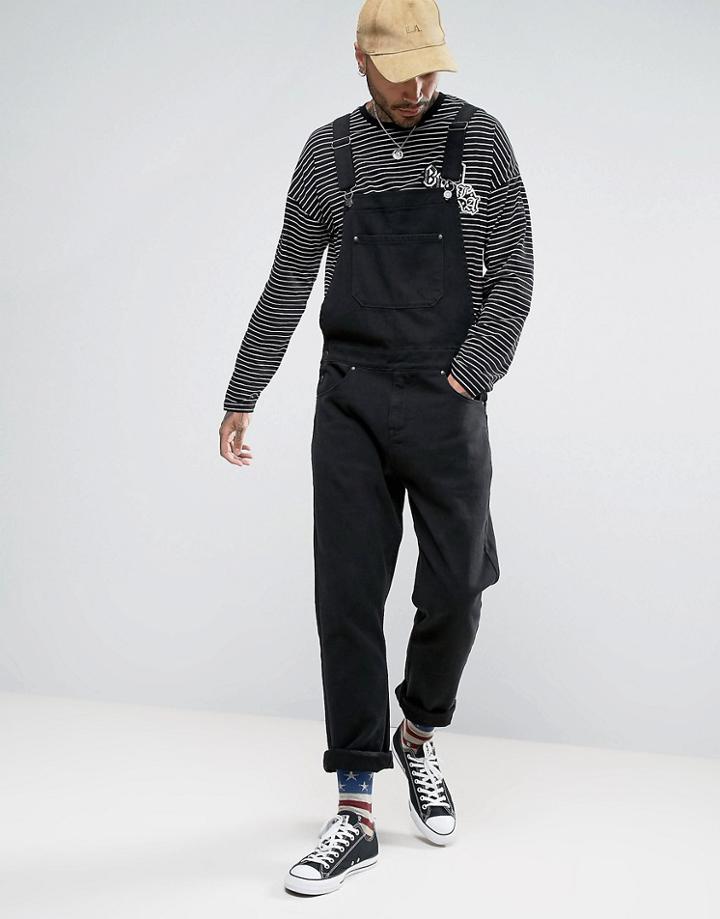 Asos Denim Overalls In Black - Black