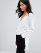 Unique 21 Drape Front Shirt With Dipped Hem - White