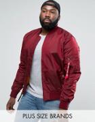 Alpha Industries Plus Ma1-tt Bomber Jacket Slim Fit In Burgundy - Red